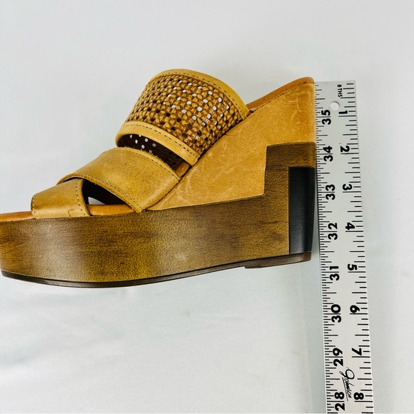 Musse & Cloud Woven Suede Leather Wedge Mule Camel Tan Brown Size 36 US 5.5-6 - Picture 10 of 16